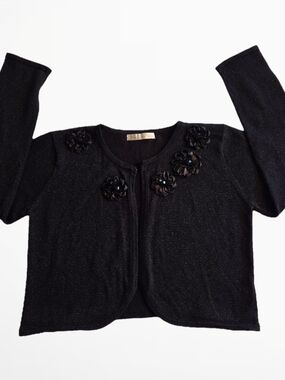 Girl's American Princess Embellished Black Sparkle Cardigan